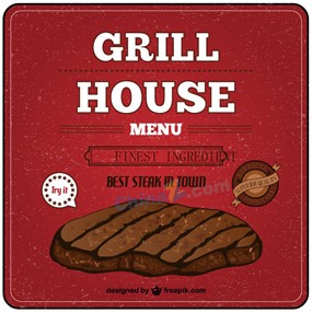 复古烧烤屋海报矢量